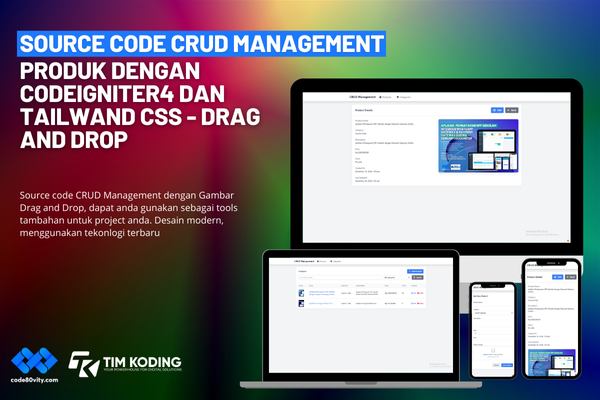 Source Code Crud Management Produk Dengan CodeIgniter 4 dan Tailwand CSS - DRAG AND DROP