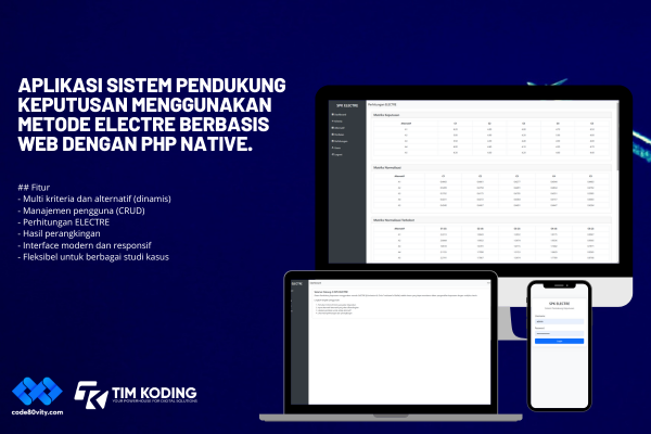 Aplikasi Sistem Pendukung Keputusan menggunakan metode ELECTRE berbasis web dengan PHP Native.