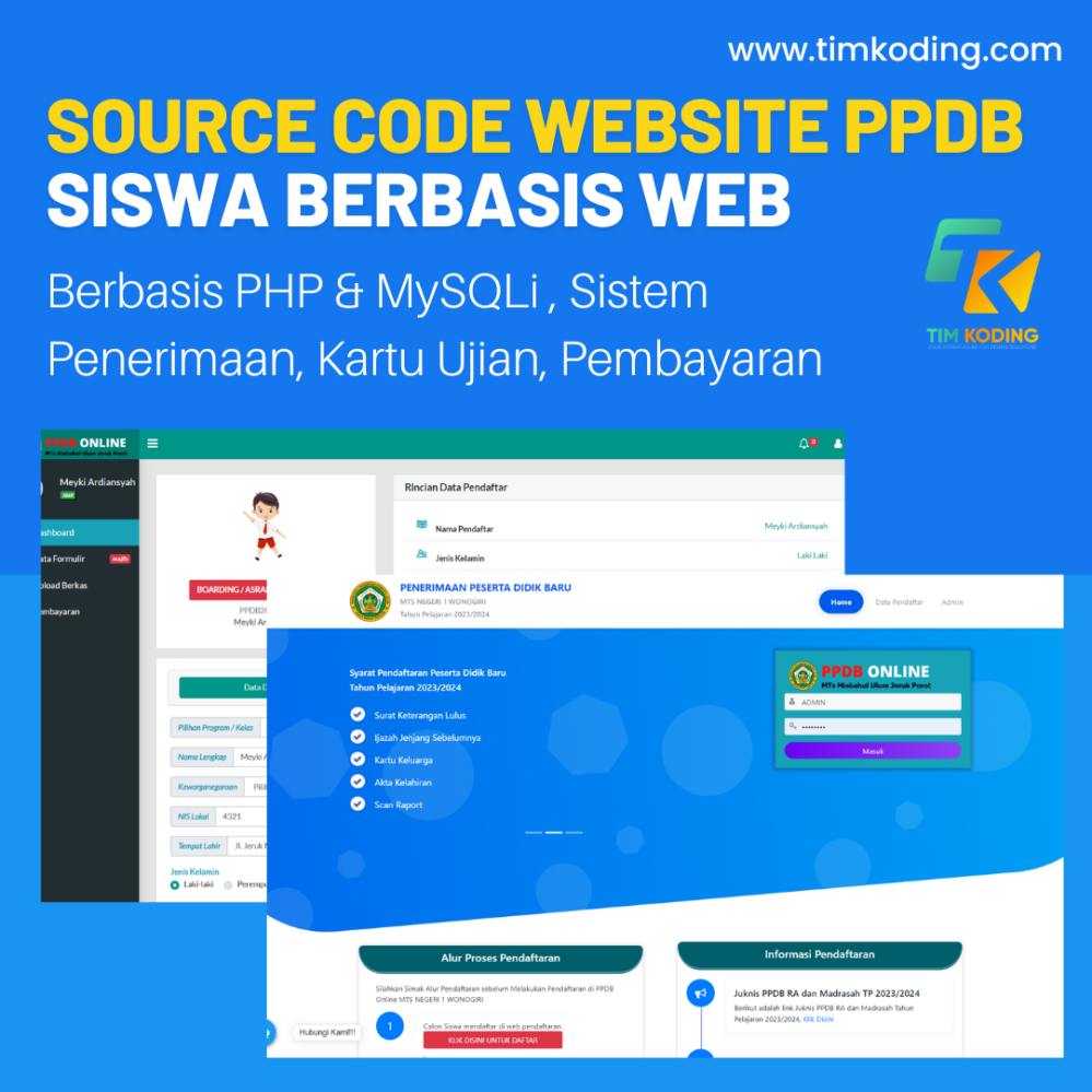 Source code PPDB Berbasis Website PHP & MySQLi