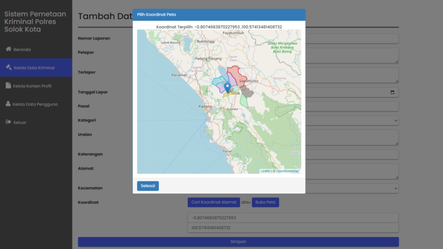 Source Code Sistem Informasi Geografis ( GIS ) pemetaan kasus berbasis web